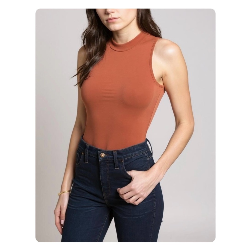 ★ Madewell Mockneck Tank Bodysuit - Rusty Torch ★
